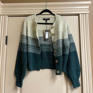 Brand New Sea Green Color-block Sweater